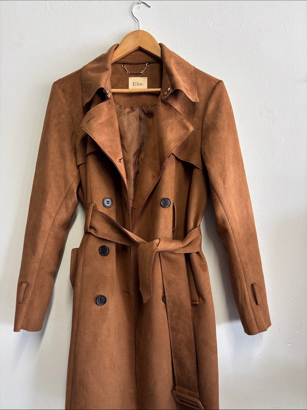Elie Tahari Chestnut Brown vegan Leather Trench Coat